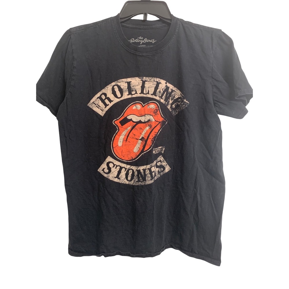 Rolling Stones 1978 Graphic T-Shirt  Medium Black Distressed Tongue Logo Tee